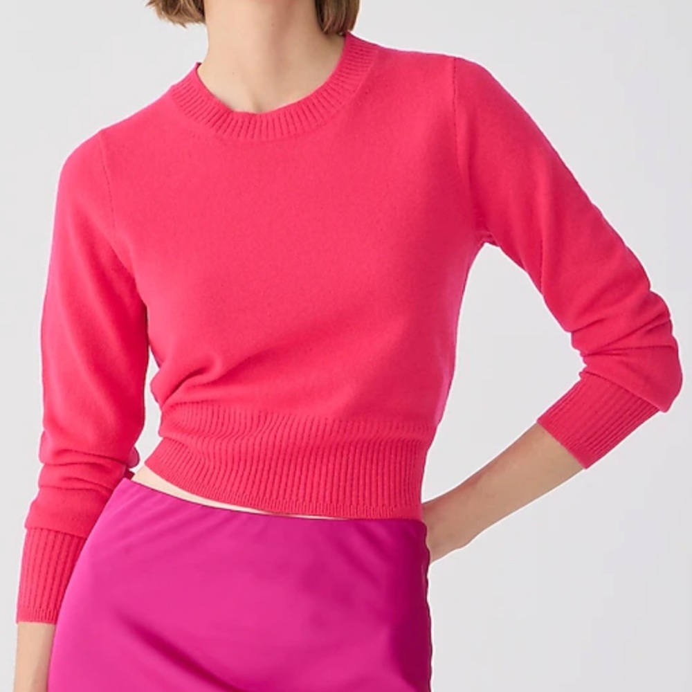 J. Crew Cashmere classic-fit crewneck sweater Neon Berry Red